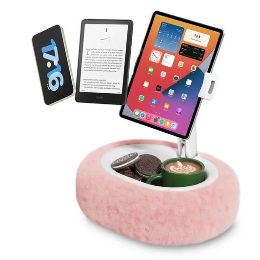 Viozon Sturdy Leopard Print Pillow Mount Stand, Compatible with 4-11" Tablet/Phone, Includes Small Bowl, Smartphone & Kindle Holder Accessory for Bed Reading, Video Watching
