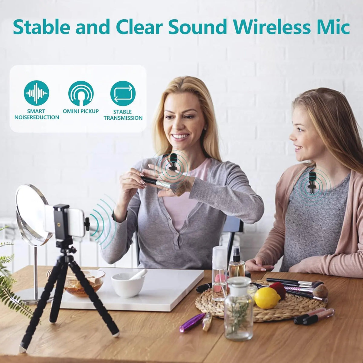 Portable Wireless Lavalier Microphone, 1 Set Professional Wireless Collar Clip Mic for Iphone & Android Phone, Plug-Play Lapel Mic for Video Recording, Teaching, Interviews, Podcast, Tiktok & Vlog, Gift