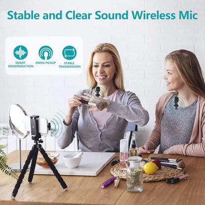 Portable Wireless Lavalier Microphone, 1 Set Professional Wireless Collar Clip Mic for Iphone & Android Phone, Plug-Play Lapel Mic for Video Recording, Teaching, Interviews, Podcast, Tiktok & Vlog, Gift